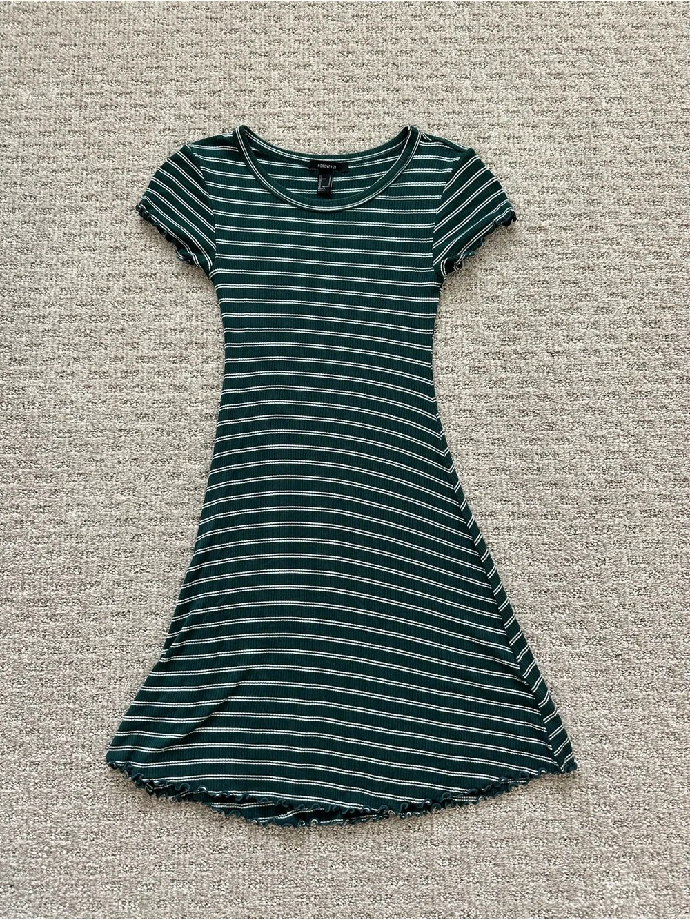 Casual Green Striped Scoop Neck Dress